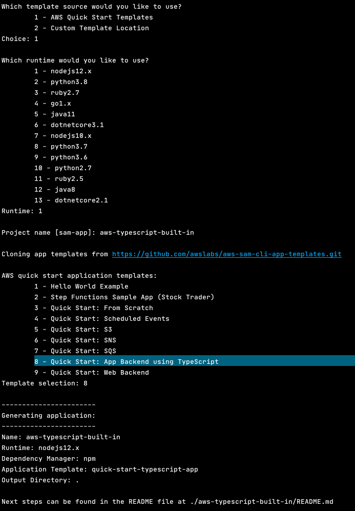 sam init output