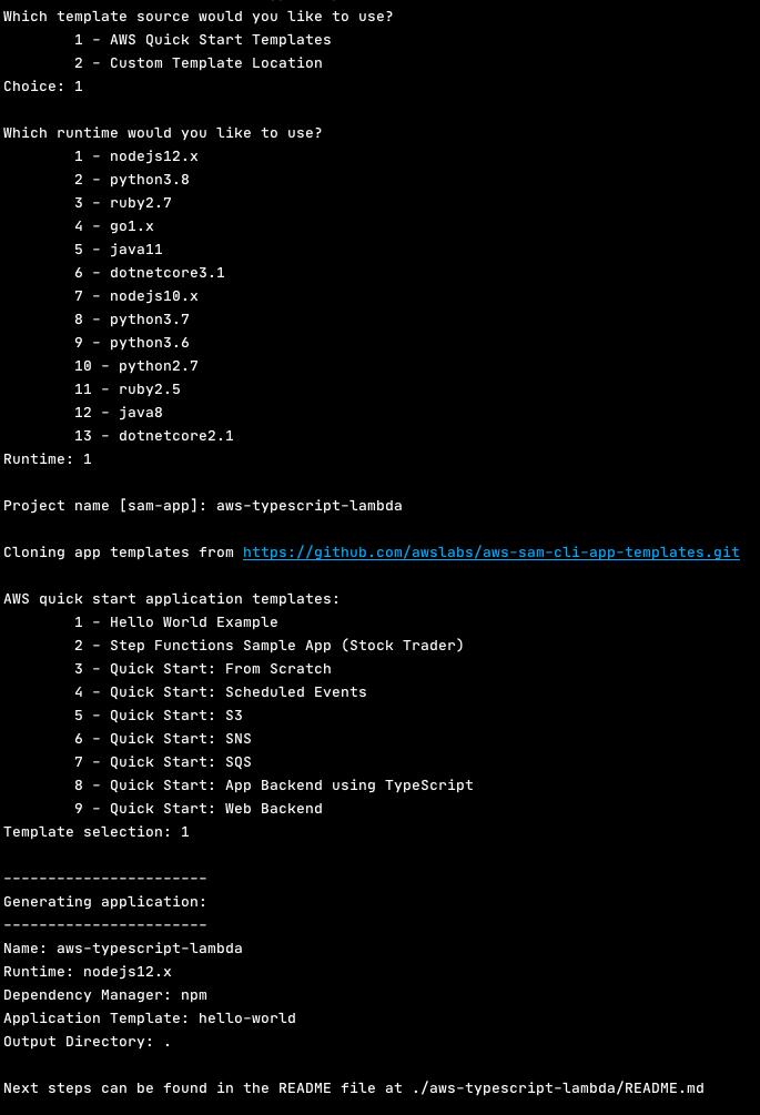 sam init output